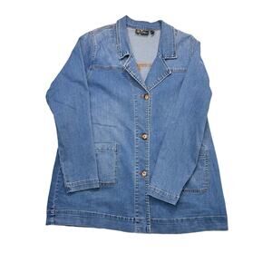 Denim Chore Coat XL Blue Barn Jacket Utility Shacket DG2 Diane Gilman